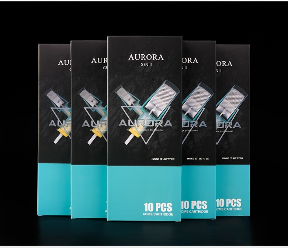 Tattoo Cartridge Needles with Aurora II Label, 10-Pack Curved Magnum Choices from 1229CM to 1249CM