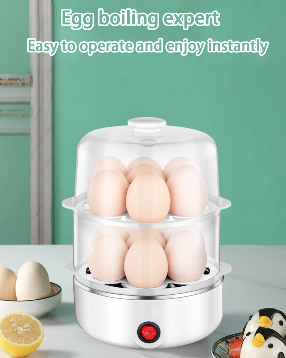 Egg Steamer Stainless Steel Mini Breakfast Machine Single Double Layer Multi-Functional Egg for Entryways, Bedrooms and Living Spaces