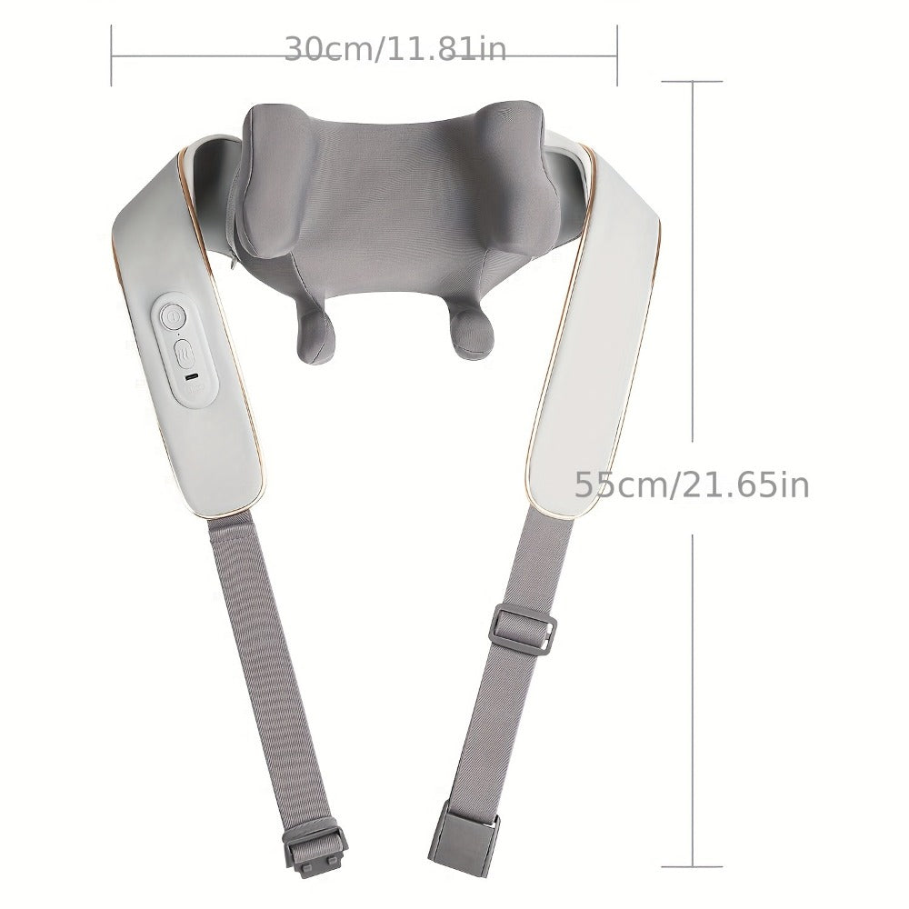 Wearable Neck & Shoulder Massager with Heat, 6D Bionic Hand Kneading Trapezius Massager, 9 Modes 3 Intensities 40-45°C Heat
