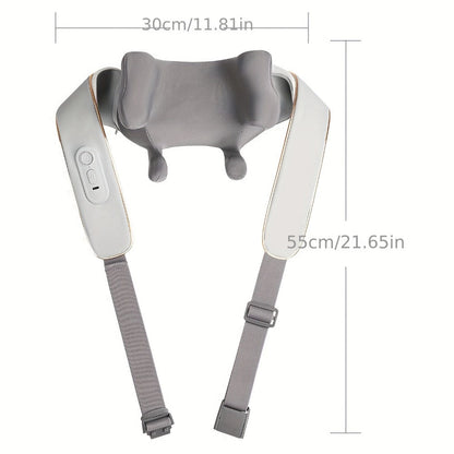 Wearable Neck & Shoulder Massager with Heat, 6D Bionic Hand Kneading Trapezius Massager, 9 Modes 3 Intensities 40-45°C Heat