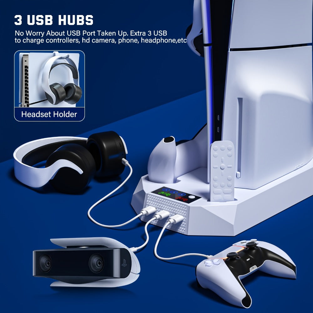 PS5 Cooling Station with Controller Charging Dock - Compatible with PS5 Slim Pro Standard Disc Digital
