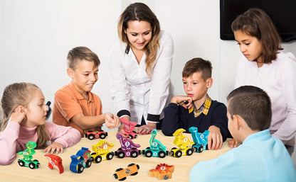Magnetic Dinosaur Number Train Set for Kids Ages 3-5, 11PCS Wooden Magnetic Train Toy with Engine & Numbered Cars