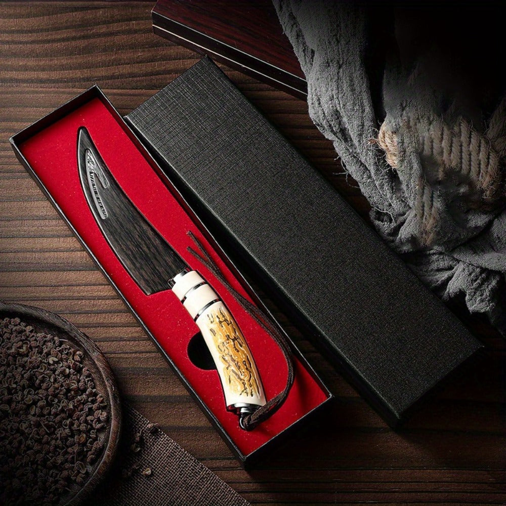 Butcher Knife Professional Bone-In Meat Cleaver Razor Sharp Blade with Patterned Design & Comfort Grip Handle