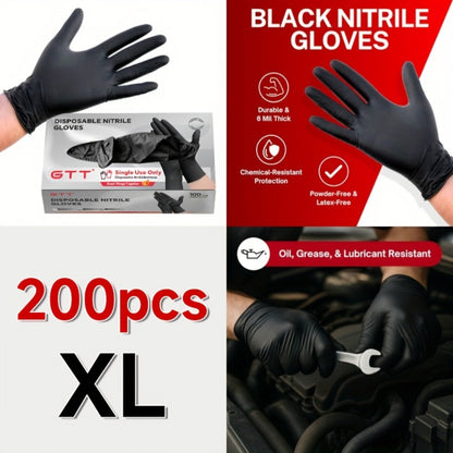 Nitrile Disposable Gloves 200 Count, Black Latex-Free Powder-Free Exam Gloves, Touchscreen Compatible