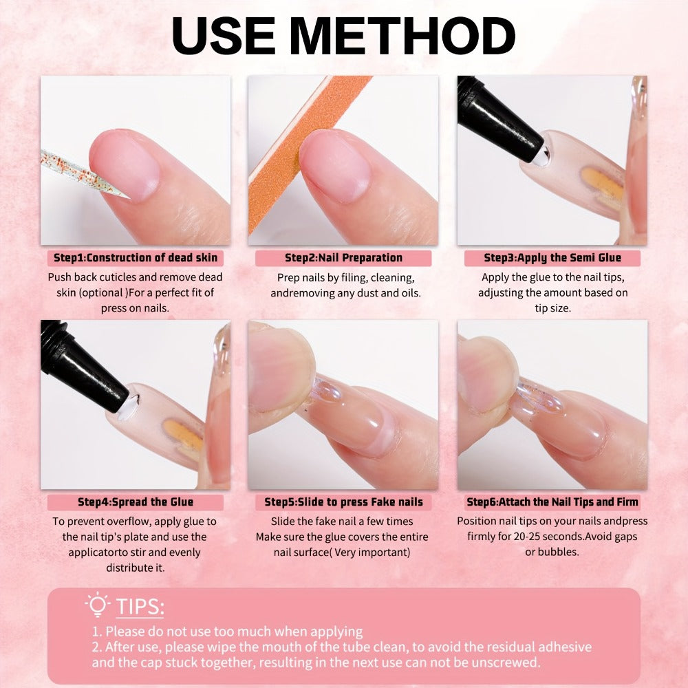 Semi-Solid Nail Glue Gel 3 Pack No UV Lamp Needed 10g Each – Extra Strong Anti-Drip Press On Nail Adhesive Quick Dry Long Lasting Waterproof