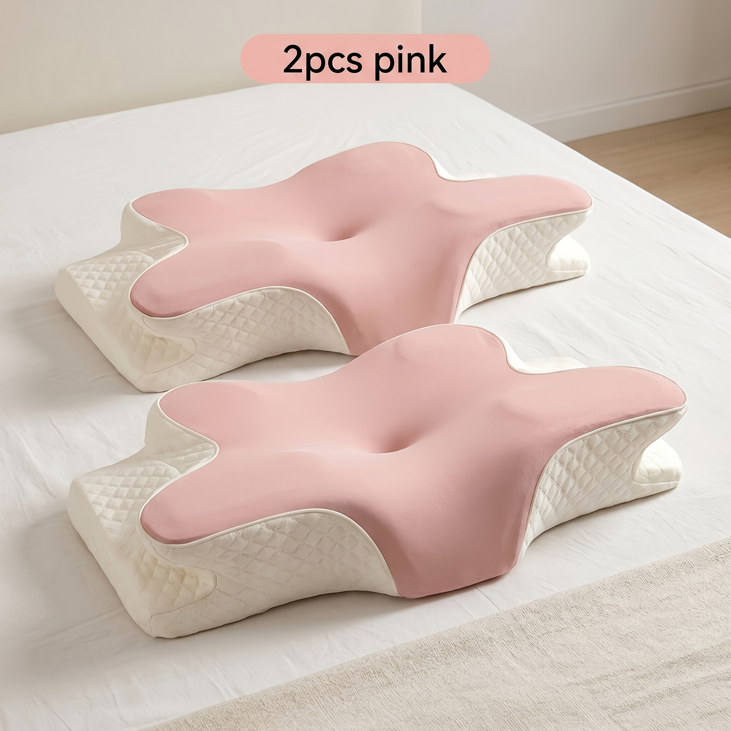 Cervical Neck Pillow for Sleeping - Butterfly Contour Memory Foam Support for Back & Side Sleepers