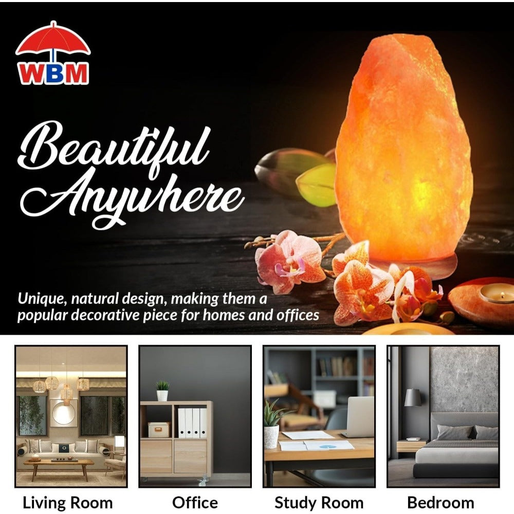 Himalayan Salt Lamp Set of 2, 4-Natural Pink Crystal Salt Lamps with Neem Wood Base & USB Dimmer Switch