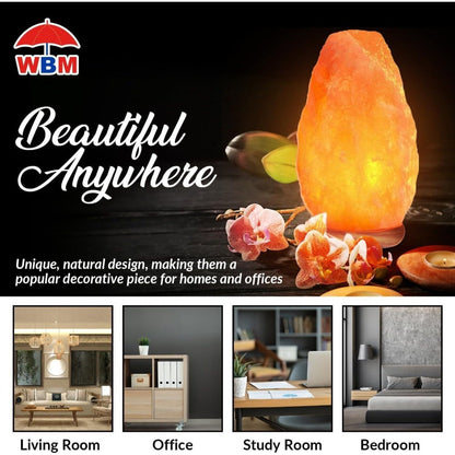 Himalayan Salt Lamp Set of 2, 4-Natural Pink Crystal Salt Lamps with Neem Wood Base & USB Dimmer Switch
