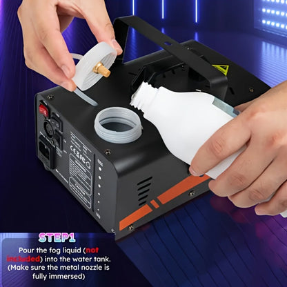 Fog Machine 600W with Disco Ball LED Lights, 3000 CFM Smoke Machine with 13 Colorful LED Effects & Wireless Remote