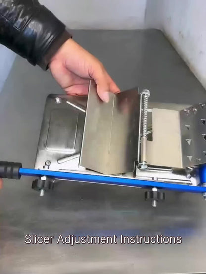 Manual Meat Slicer, Stainless Steel Food Slicer with Adjustable Thickness, Sharp 430 Steel Blade for Slicing Frozen Meat
