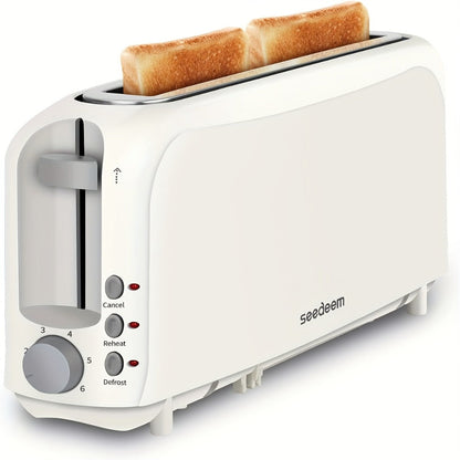 2-Slice Toaster Slim Ultra-Thin Design, 6 Browning Settings, 10" Long Slot, Reheat & Defrost Functions