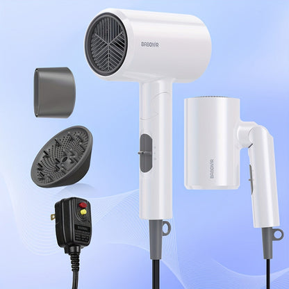 FZ201-Style 1875W Hair Dryer with Circular Rear Intake, Gray or White Finish and Three Pictured Attachments