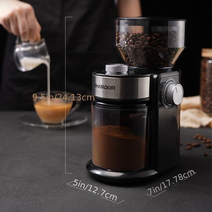 Electric Burr Coffee Grinder with 16 Grind Selections, 2-14 Cup Dial and Silver 9.5 x 7 x 5-Inch Body