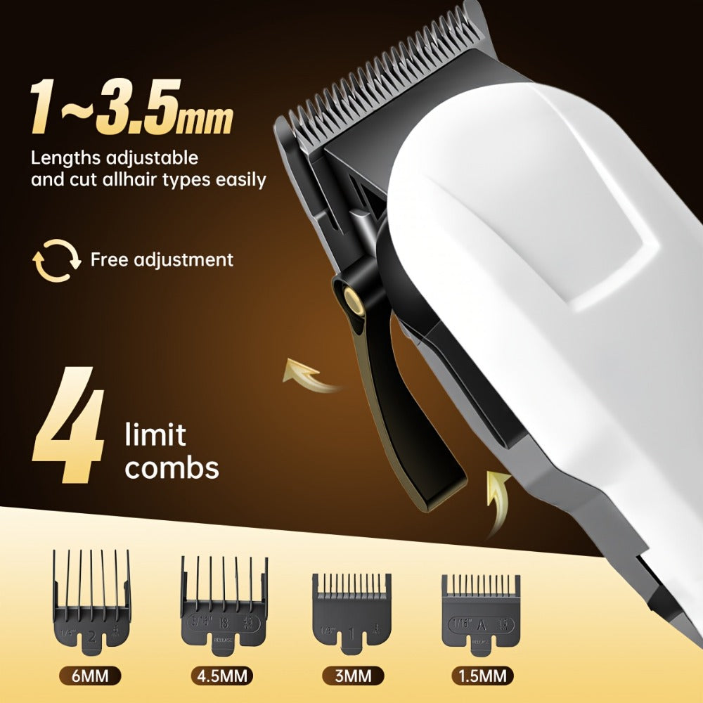 Hair Clippers & Trimmers White One-, Two- or Three-Piece Set with LCD Displays, USB-C Charging and Guide Combs