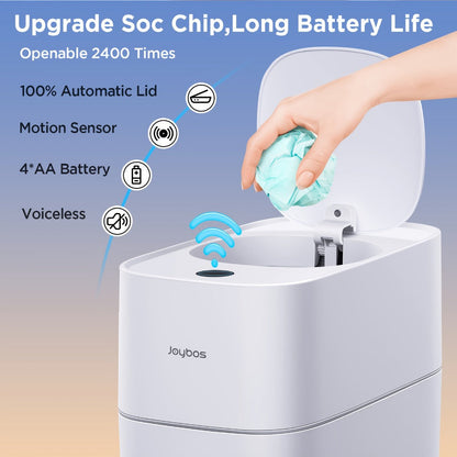 Touchless Trash Can 3.8 Gal 14L Infrared Motion Sensor, Auto-Open Lid, Wind Adsorption Auto-Expand Bag