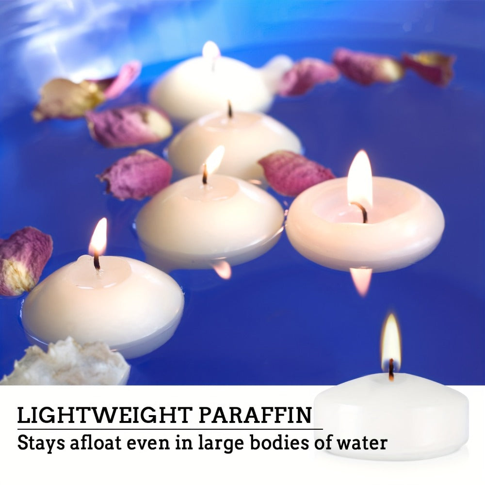 Floating Candles 2 Inch, 50 Pack White Paraffin Wax Candles for Wedding, Birthday, Valentine's Day