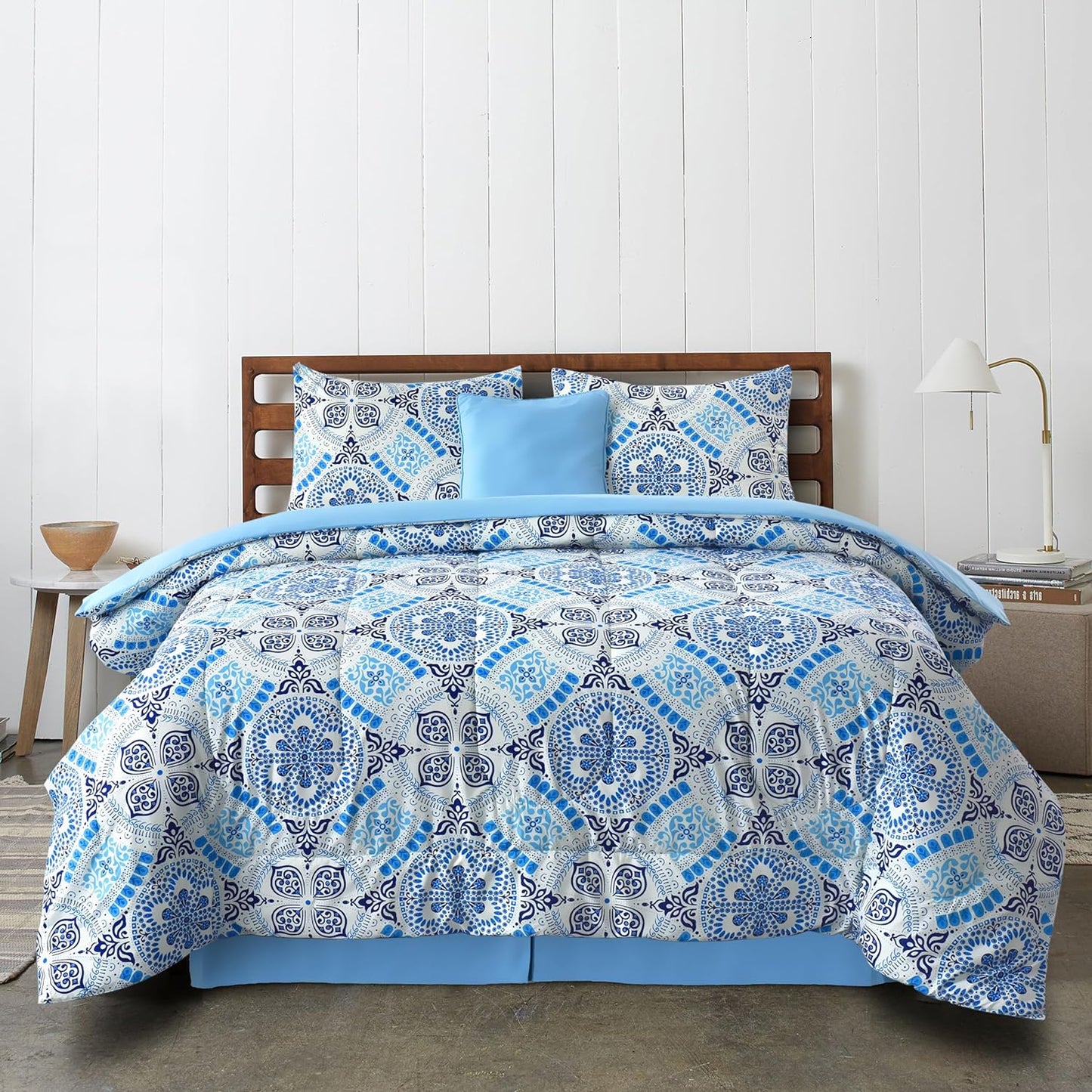 5-Piece Comforter Set, Down Alternative Reversible Quilted Bedding with Bed Skirt & Pillow Shams