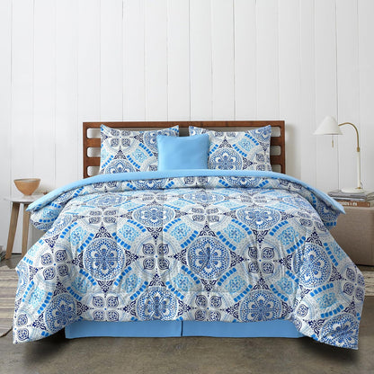 5-Piece Comforter Set, Down Alternative Reversible Quilted Bedding with Bed Skirt & Pillow Shams