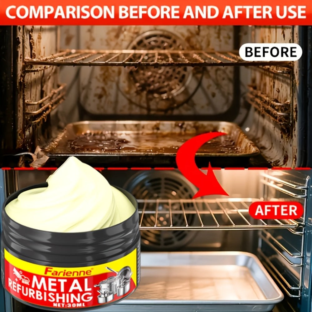 Metal Polishing Paste with Sponge Chrome & Stainless Steel Polish Gloss Agent No Residue for Entryways, Bedrooms and Living Spaces