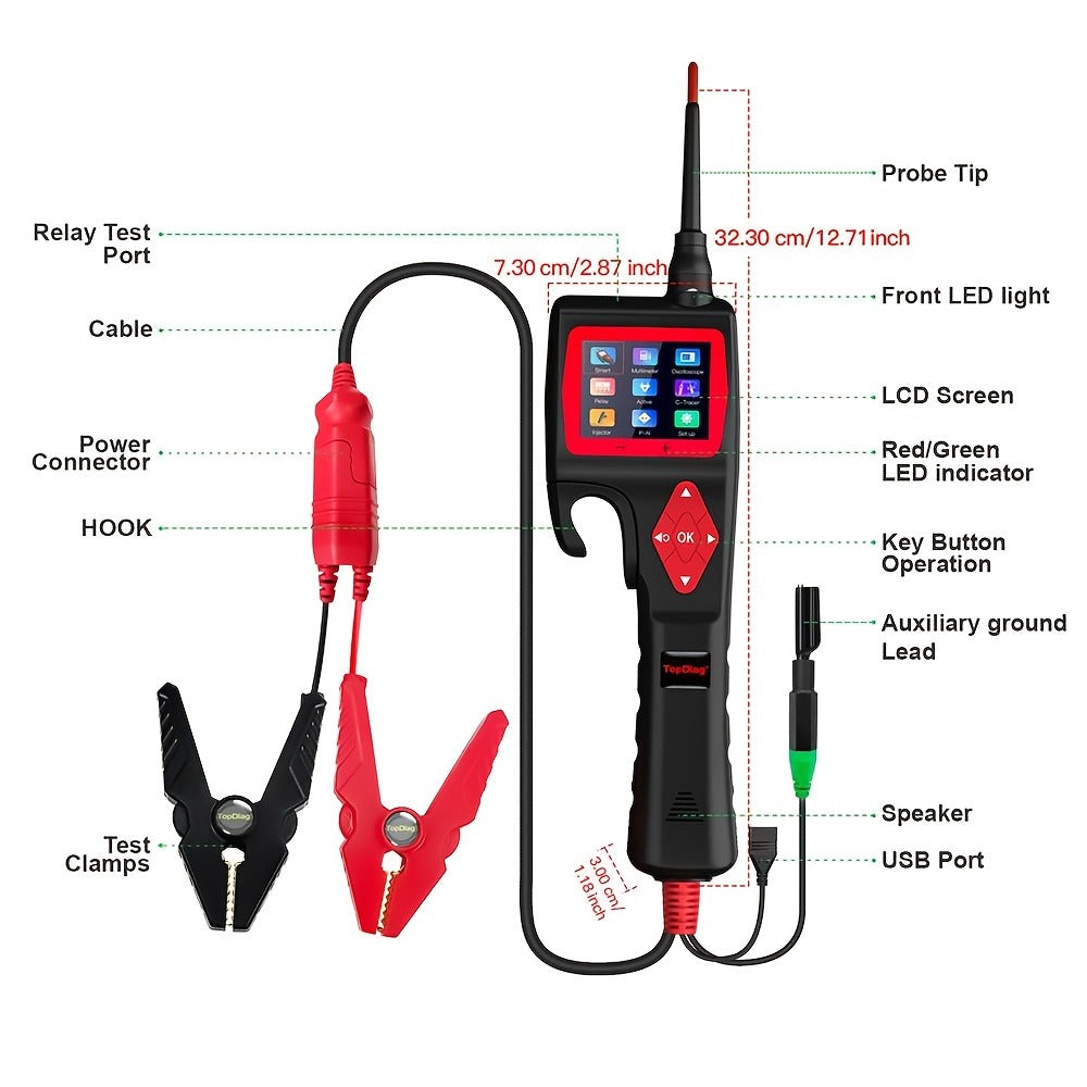 Automotive Circuit Tester Topdiag P200 Pro 9-30V Oscilloscope Multimeter Relay Fuel Injector for Entryways, Bedrooms and Living Spaces