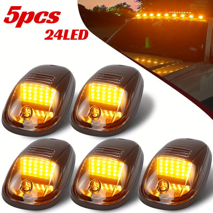 5pcs LED Cab Roof Marker Lights 16/24 LED 12V Super Bright UV-Resistant ABS Lens with Wiring Harness Kit for 2003-2018 Pickup Trucks 1500