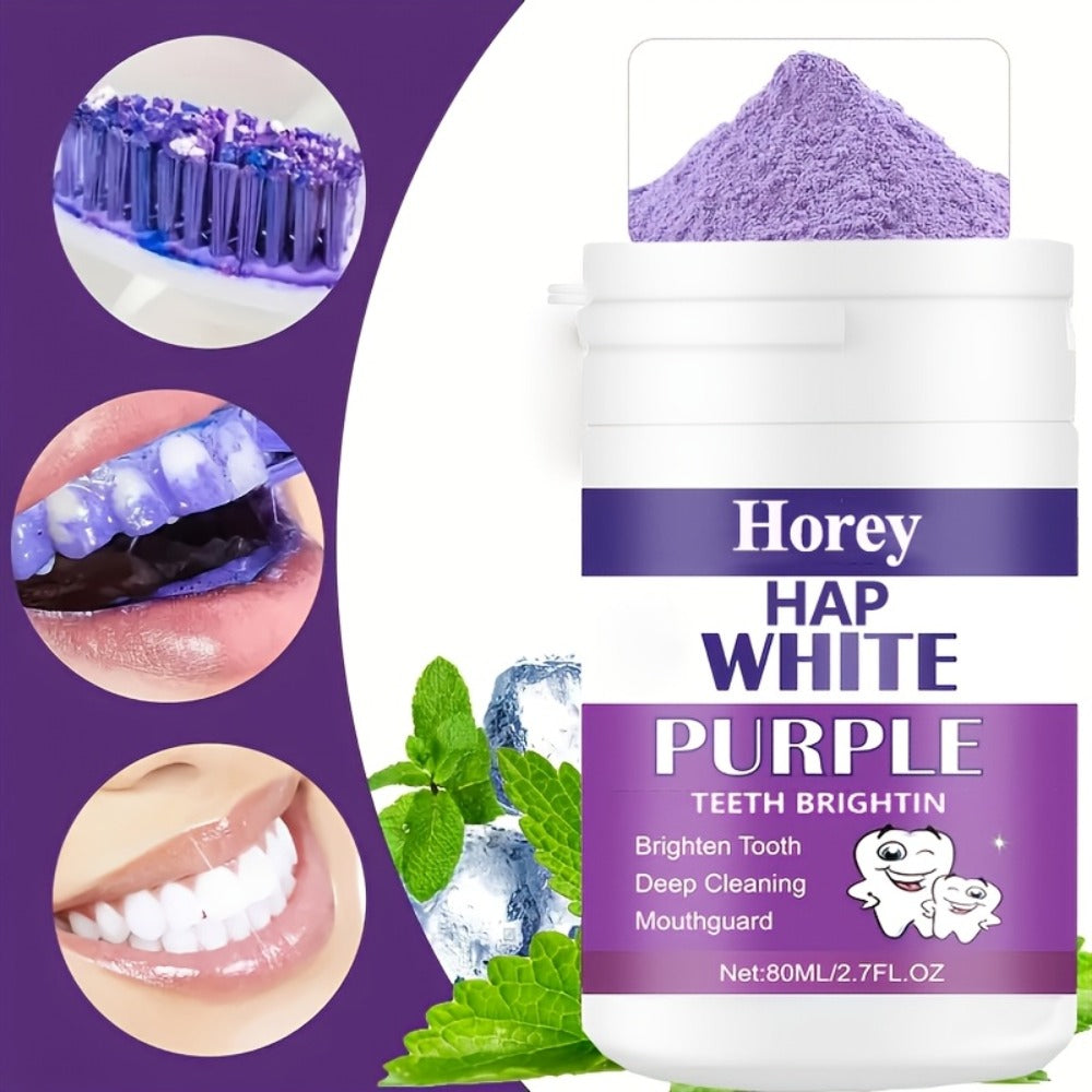 Purple Teeth Whitening Powder for Sensitive Teeth, BPA-Free Alcohol-Free Tooth Polishing Powder Deep Cleans