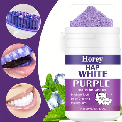 Purple Teeth Whitening Powder for Sensitive Teeth, BPA-Free Alcohol-Free Tooth Polishing Powder Deep Cleans