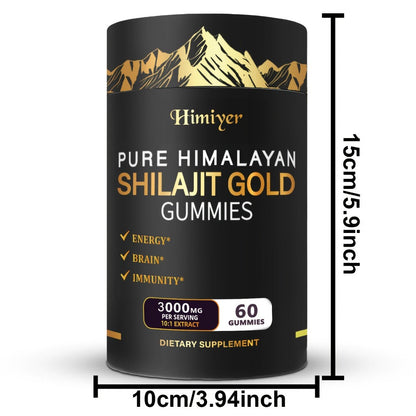 Pure Himalayan Shilajit Gummies with KSM-66 Ashwagandha, Ginseng & Gokshura, 85+ Trace Minerals, 75% Fulvic Acid