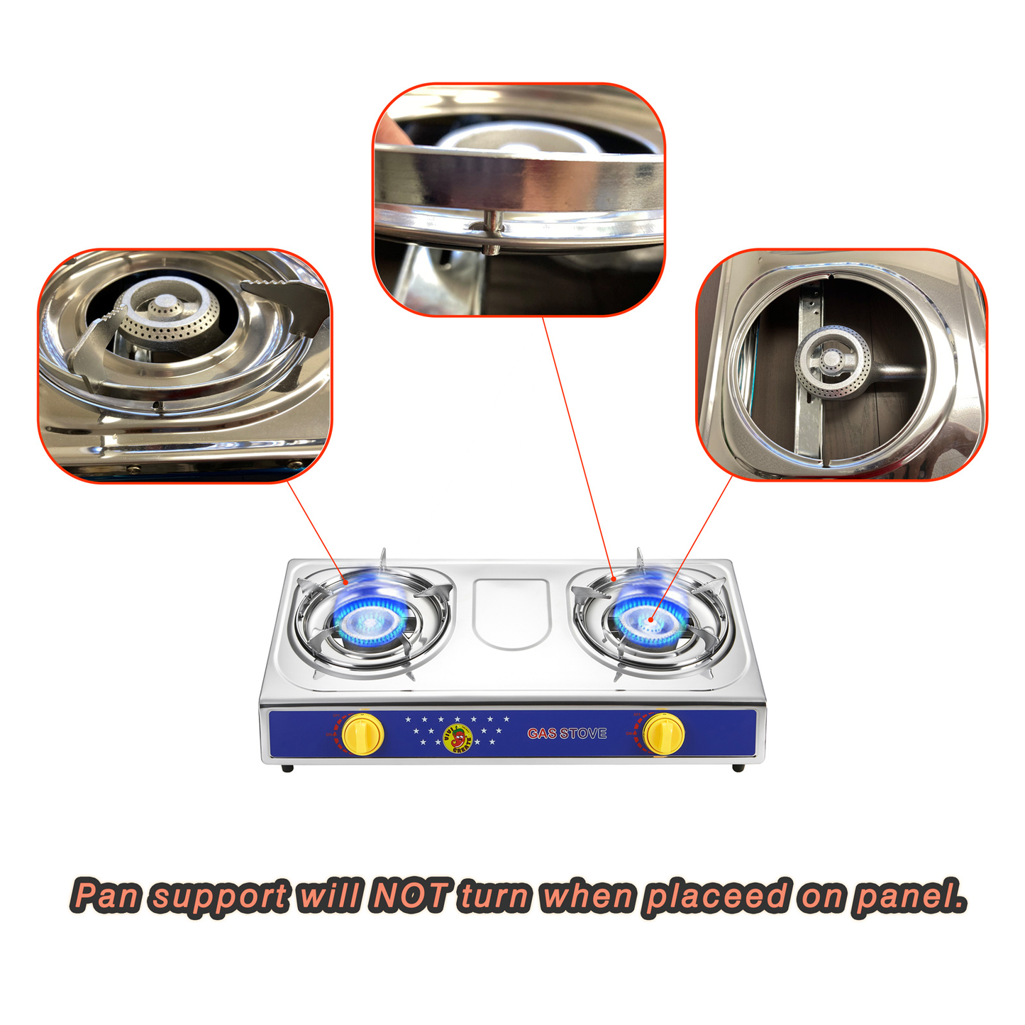 Propane Camping Stove Single & Double Burner, Stainless Steel Gas Cooker with Auto Ignition for Outdoor Cooking