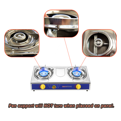 Propane Camping Stove Single & Double Burner, Stainless Steel Gas Cooker with Auto Ignition for Outdoor Cooking