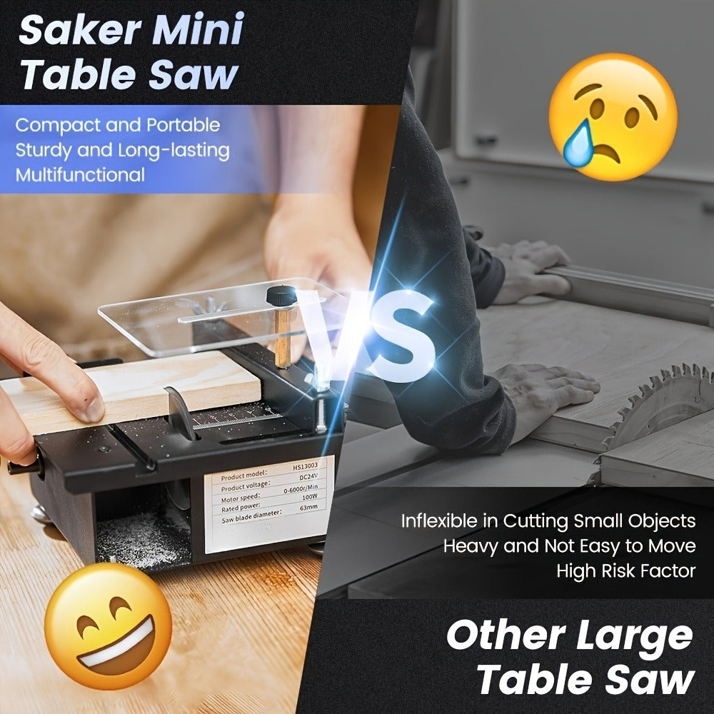 Mini Table Saw Multi-Function Portable DIY Machine, Sanding Engraving Drilling All-in-One Woodworking Tool