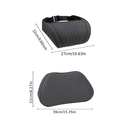Car Neck Pillow Nappa Leather Headrest – Memory Foam Lumbar Support with Embroidery, All-Season Universal Car Interior Accessory