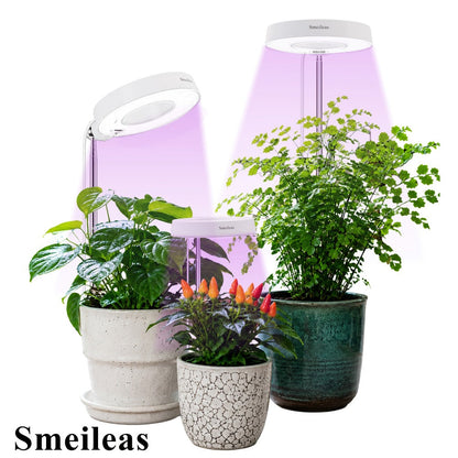 Full Spectrum LED Grow Lights for Indoor Plants, 3-Pack with Auto Timer 3/6/9H, 4 Dimmable Levels & Adjustable Height