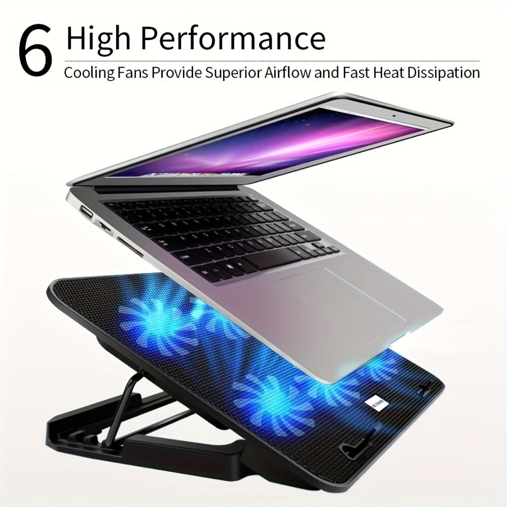 Laptop Cooling Pad ICE COOREL 6 Fans 12-17.3 Inch 5 Adjustable Heights 2 USB Ports RGB Gaming for an Everyday Personal Care Routine