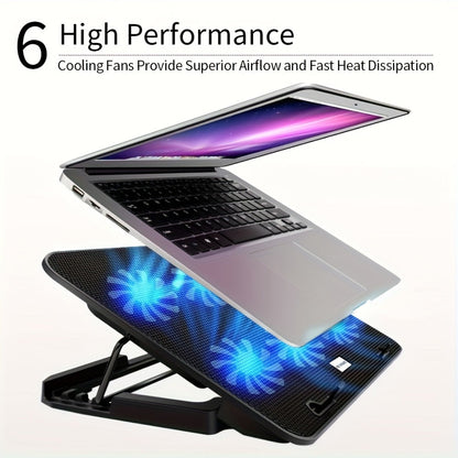 Laptop Cooling Pad ICE COOREL 6 Fans 12-17.3 Inch 5 Adjustable Heights 2 USB Ports RGB Gaming for an Everyday Personal Care Routine