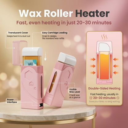 Roll On Wax Kit 105 Piece Complete Home Waxing Set – 2 Roll On Wax Rollers, Wax Warmer, 100 Waxing Strips, Lavender Oil & Pre-Post Spray
