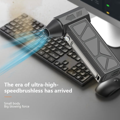 Portable Fan USB-Rechargeable Handheld Model with Brushless Motor, Built-In LED Light and Desktop Base