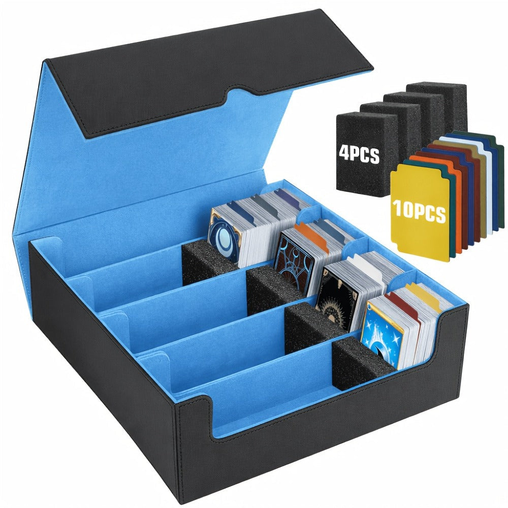 Trading Card Storage Box 5-Row 3900+ Capacity – Card Deck Case with 48 Colorful Dividers & 5 Foam Supporters for MTG Commander Yu-Gi-Oh