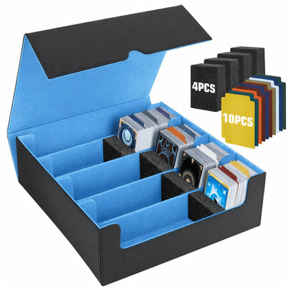 Trading Card Storage Box 5-Row 3900+ Capacity – Card Deck Case with 48 Colorful Dividers & 5 Foam Supporters for MTG Commander Yu-Gi-Oh