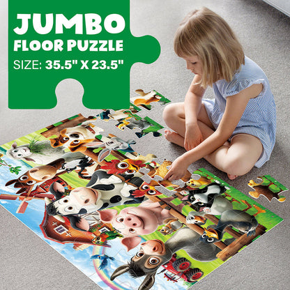 Large Floor Puzzle for Kids Ages 3+, Chunky Jigsaw Mermaid & Farm Animals, Preschool Educational Toy for Boys & Girls 3 4 5 6 Years Old