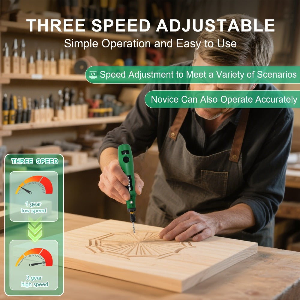 Cordless Rotary Tool Kit 102pcs, Rechargeable Engraving Pen with Adjustable Speed for Wood Carving