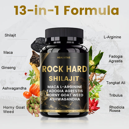 Shilajit Ashwagandha Capsules with Taurine, Ginseng & Turmeric, 5-in-1 Natural Energy, Mood, Nerve & Antioxidant Support