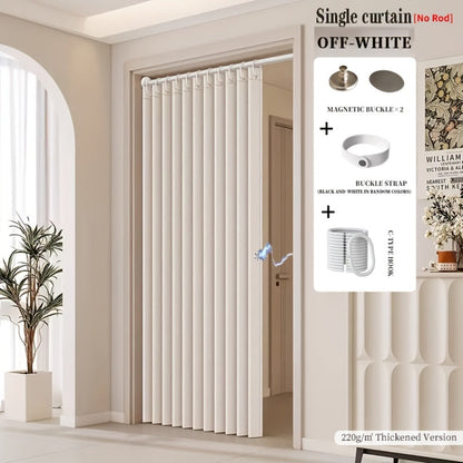 Magnetic Room Divider Curtain Doorway – Rodless Bohemian Striped Door Curtain, 210GSM Thickened Polyester