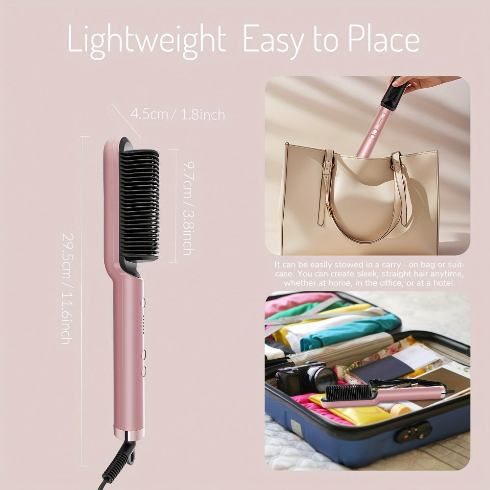 Hair Straightener & Curling Iron Set for Women, Flat Iron Straightening Brush, Anti-Scald, Precise Temperature Control