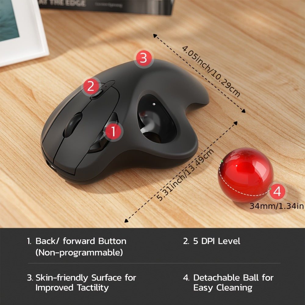 Wireless Trackball Mouse Rechargeable Thumb Control 3 Device Connection 2.4G USB Receiver for an Everyday Personal Care Routine