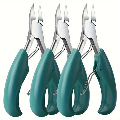 Toenail Clippers for Thick Nails & Ingrown Toenails 3 Pack Sharp Curved Blade Surgical Steel – Double Spring Ergonomic Podiatrist Nail