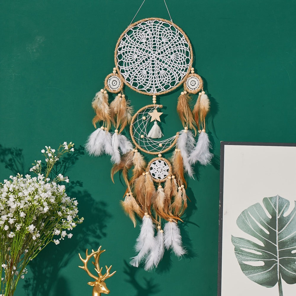 Dream Catcher Wall Decor 5 Pack Large Handmade Boho Dream Catchers Moon Sun Wall Hanging for Entryways, Bedrooms and Living Spaces