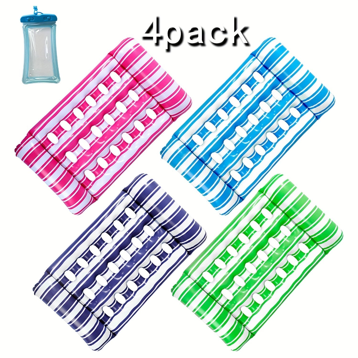Inflatable Sun Tanning Pool Float Set with 200 x 95cm Mats, Mixed 2-Pack with Cup Holder or Regular 4-Pack