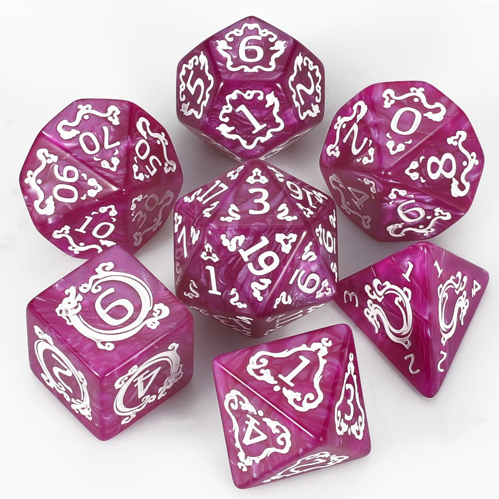 DnD Dice Set 49pcs Dragon Pattern Polyhedral Dice 7 Sets with Pouches with the Listed Color, Size or Set Options for Everyday Use