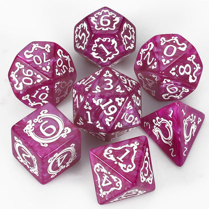 DnD Dice Set 49pcs Dragon Pattern Polyhedral Dice 7 Sets with Pouches with the Listed Color, Size or Set Options for Everyday Use